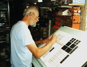 Paul Penn-Sayers drawing the solar panel originals